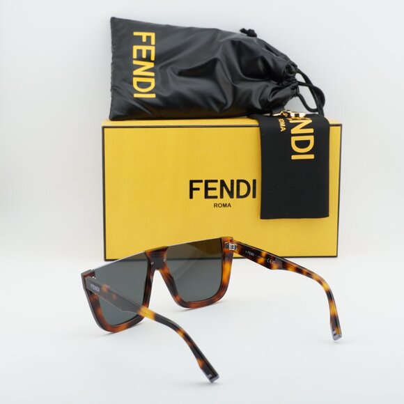 Fendi FE40136I 53A Shield Sunglasses - Havana/Grey main image 9